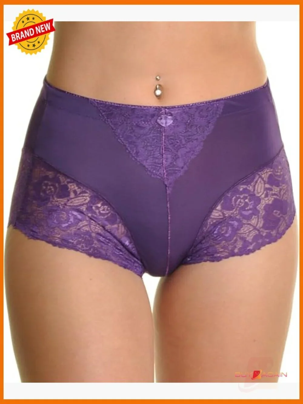 High Waist Boxer Briefs with Lace Accent - 12 Pack